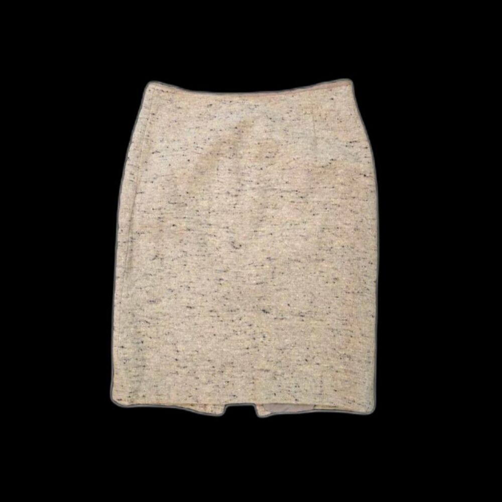 Vintage Loft Wool Blend Skirt 6 Beige Lined Tweed Quiet Luxury Old Money Career